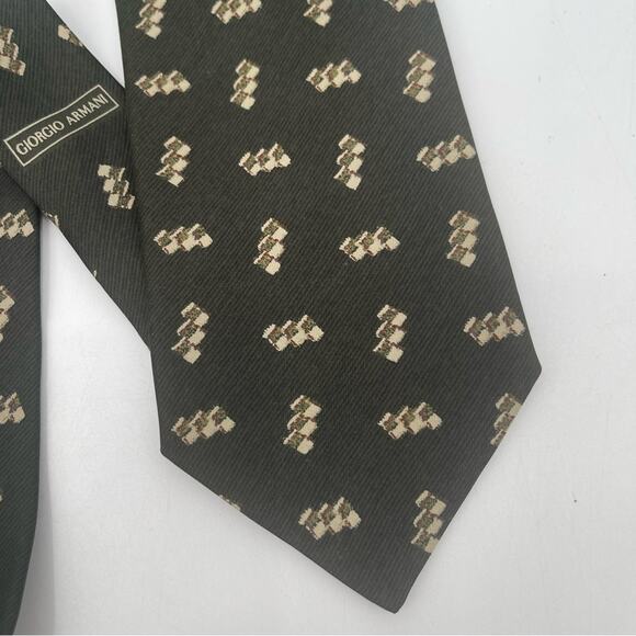 GIORGIO ARMANI Collezioni Silk Tie Green Made In Italy Designer Luxury Mens - Picture 5 of 8